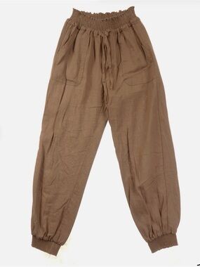 **Love Tree  LIKE NEW Relaxed Brown Linen mix  Drawstring Pull ons.